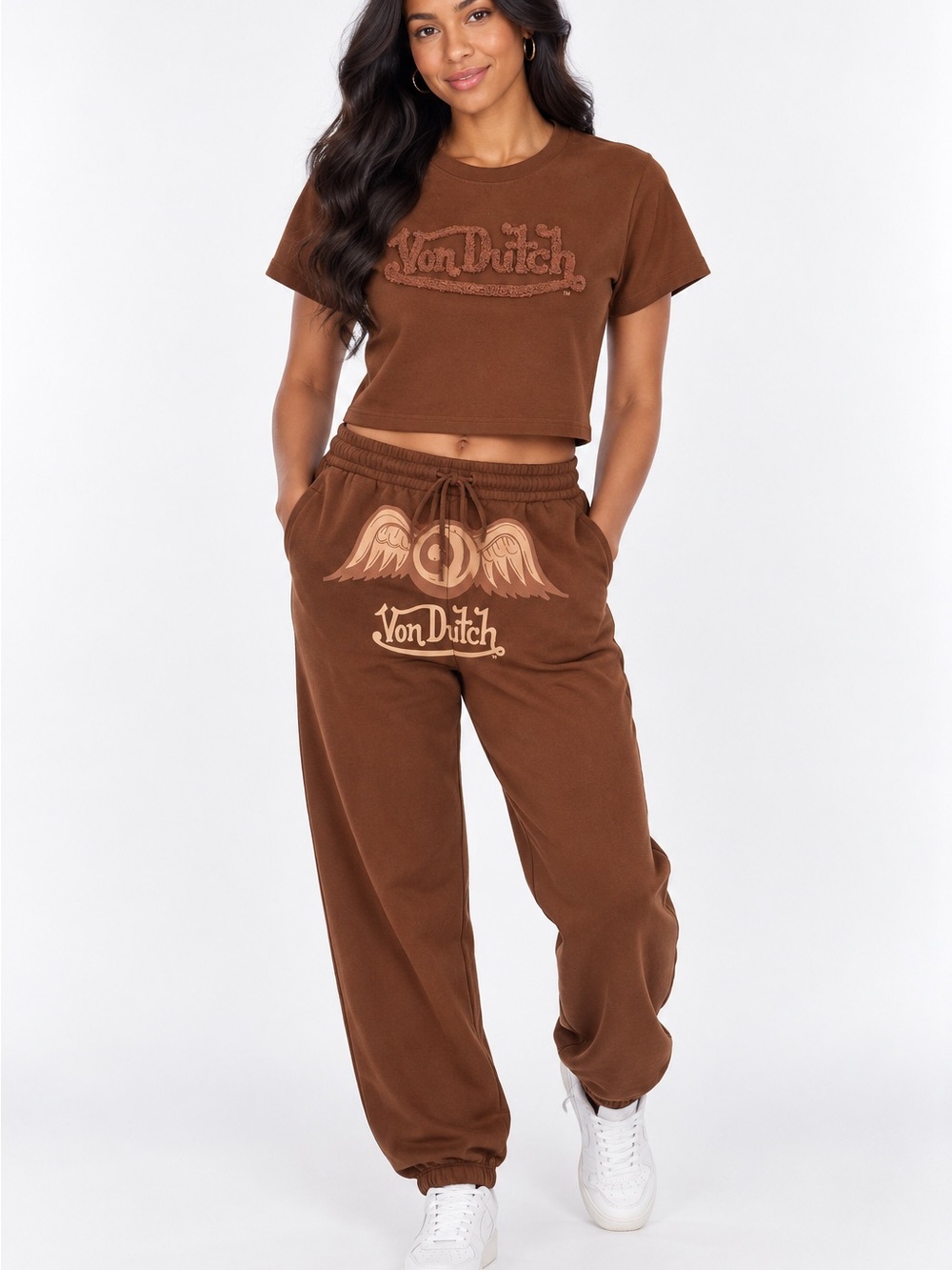 Von Dutch Brown Logo Jogger Sweatpants Size L
